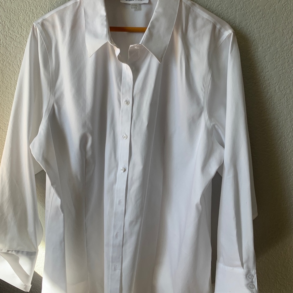 Calvin Klein white button down blouse